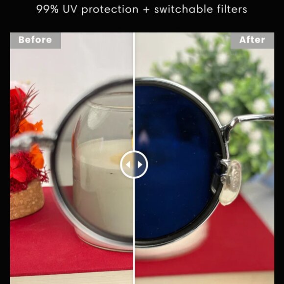 🕶️Adjustable Tint Round Sunglasses – All Black Frame 🕶️ - Picture 5 of 7